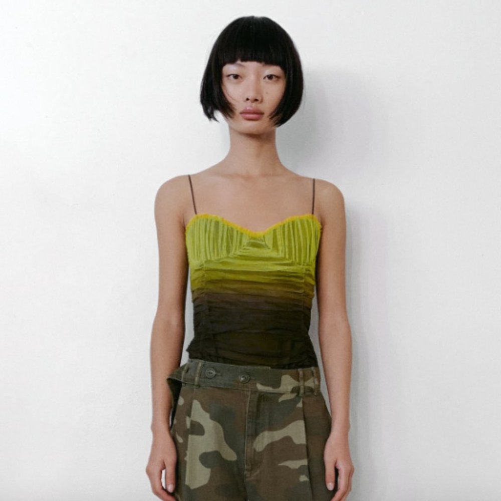 Zara Gradient TULLE CORSET BODYSUIT (nwt) Size S